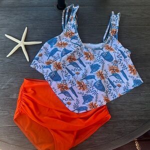 Lightly Padded High Waisted Tropical Taniki Set Sz XL
